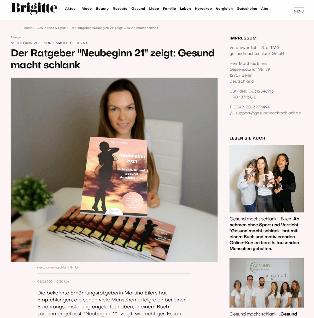 Artikel bei Brigitte